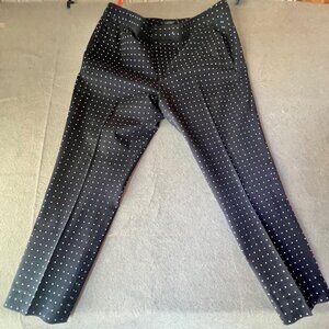 Lauren Ralph Lauren Women's Navy & White Polka Dot Straight Leg Trousers Size 16